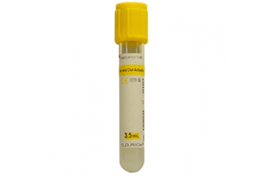 CDYP 006 Вакуумная пробирка, 6 мл, гель + активатор свертывания, желтая, 16x100 мм ПЭТ - 1